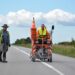 Obeležavanje horizontalne saobraćajne signalizacije u Opovu