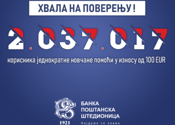 Isplata jednokratne novčane pomoći u Banci Poštanska štedionica