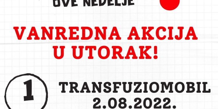 Zbog nestašice krvi vanredne akcije dobrovoljnog davanja i u Pančevu
