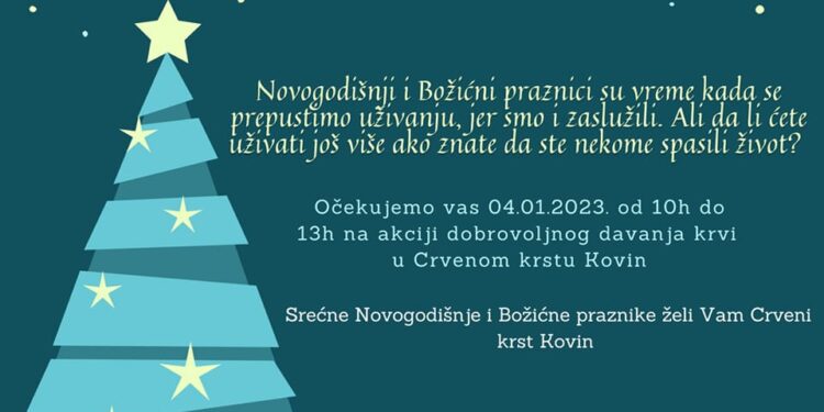 Kovin: Prva ovogodišnja akcija dobrovoljnog davanja krvi 4. januara