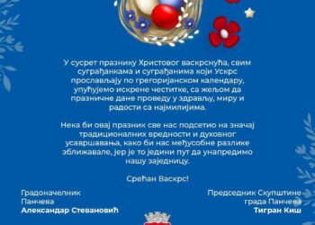 Gradonačelnik i predsednik Skupštine Grada Pančeva čestitali Uskrs
