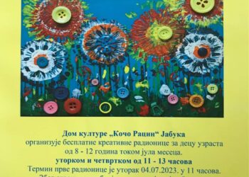 Letnje kreativne radionice u Domu kulture u Jabuci počeće 4. jula