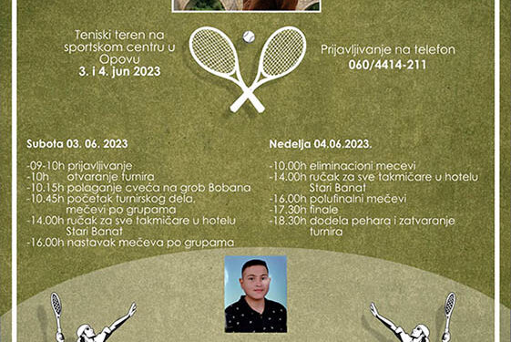 Memorijalni teniski turnir u Opovu: Humanitarni karakter turnira, prijave u toku
