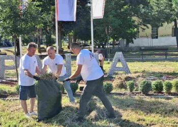 Aktivisti SNS Opovo uređuju zelene površine