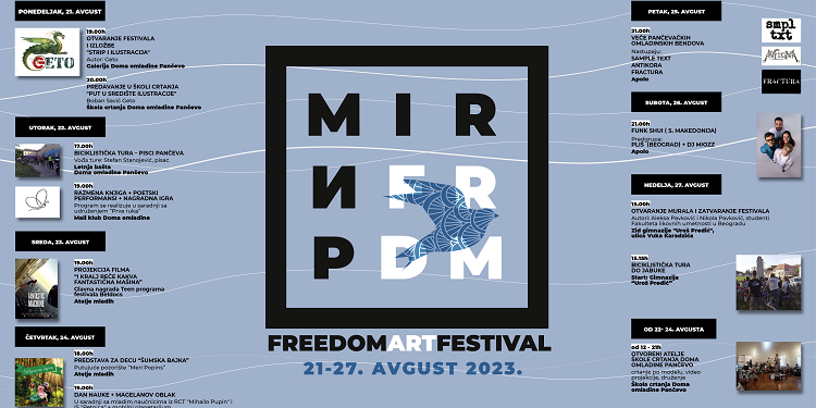 Dom omladine Pančevo: 8. Freedom Art Festival od 21. do 27. avgusta