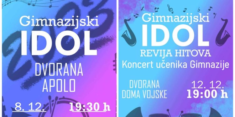 Gimnazijski „Idol“ 8. i 12. decembra u Pančevu