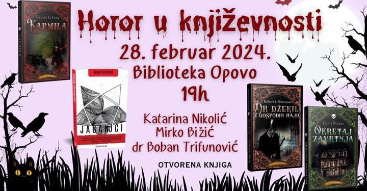 Opovo: U sredu književno veče „Horor u književnosti“