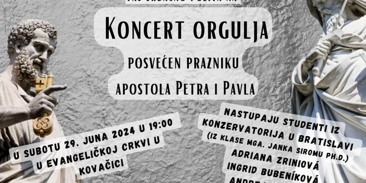 U subotu koncert orgulja u Kovačici