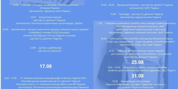 Šarolik program za Dane Padine