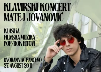 Pijanistički koncert Mateja Jovanovića 27. avgusta u Pančevu