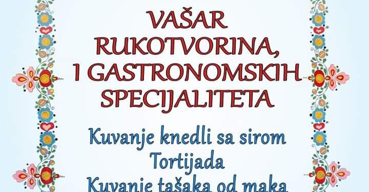 Vašar rukotvorina i gastronomskih specijaliteta 5. oktobra u Kovačici
