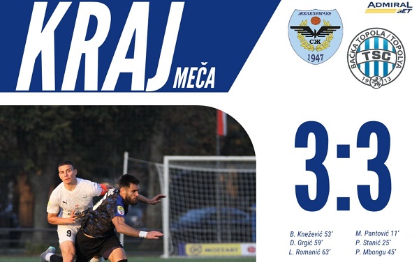 Veliki preokret Železničara: Sa 0:3 na 3:3 protiv TSC