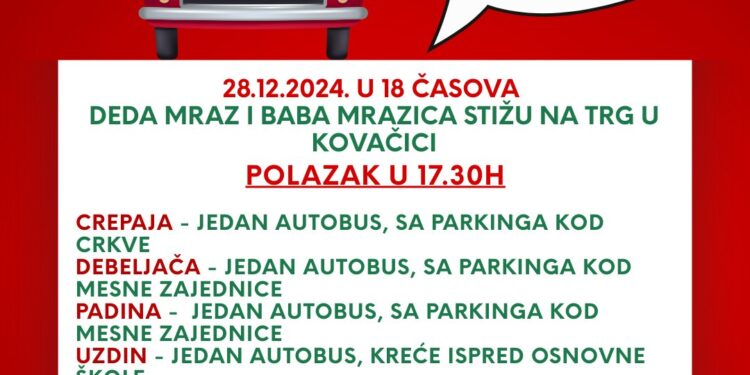 Sve spremno za novogodišnji spektakl, stižu paketići, obezbeđen i prevoz