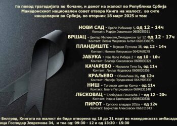 Knjiga žalosti povodom tragedije u Kočanima otvorena u Jabuci i Kačarevu