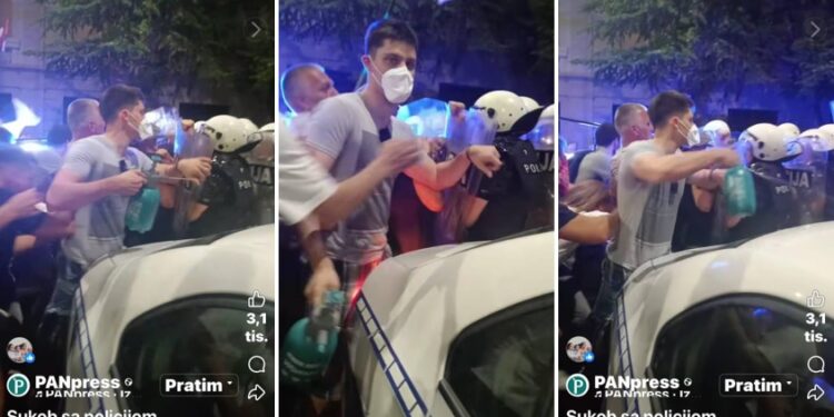 Uhapšen terorista iz Pančeva: Prskao policiju tečnošću intenzivnog mirisa, gurao ih i otimao im štitove