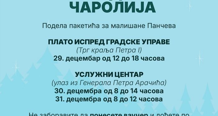 Pančevačka novogodišnja čarolija i podela paketića 29. decembra