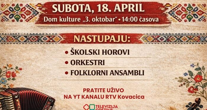 Najbolje iz opštine na jednom mestu: Smotra horova, orkestara i folklora u Kovačici