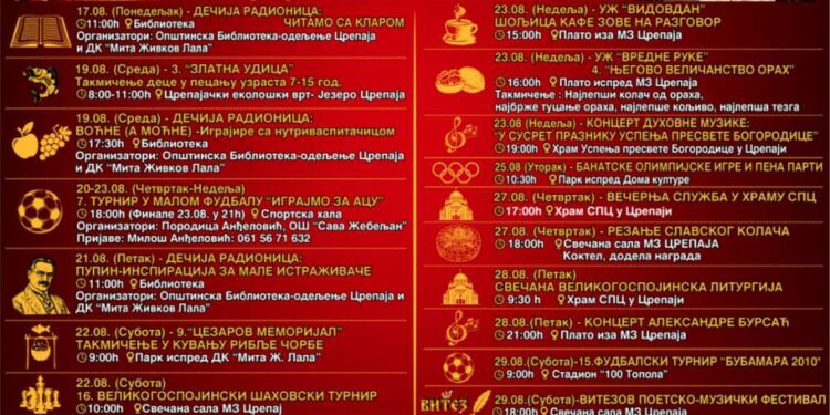 Poznat program Velikogospojinskih dana u Crepaji